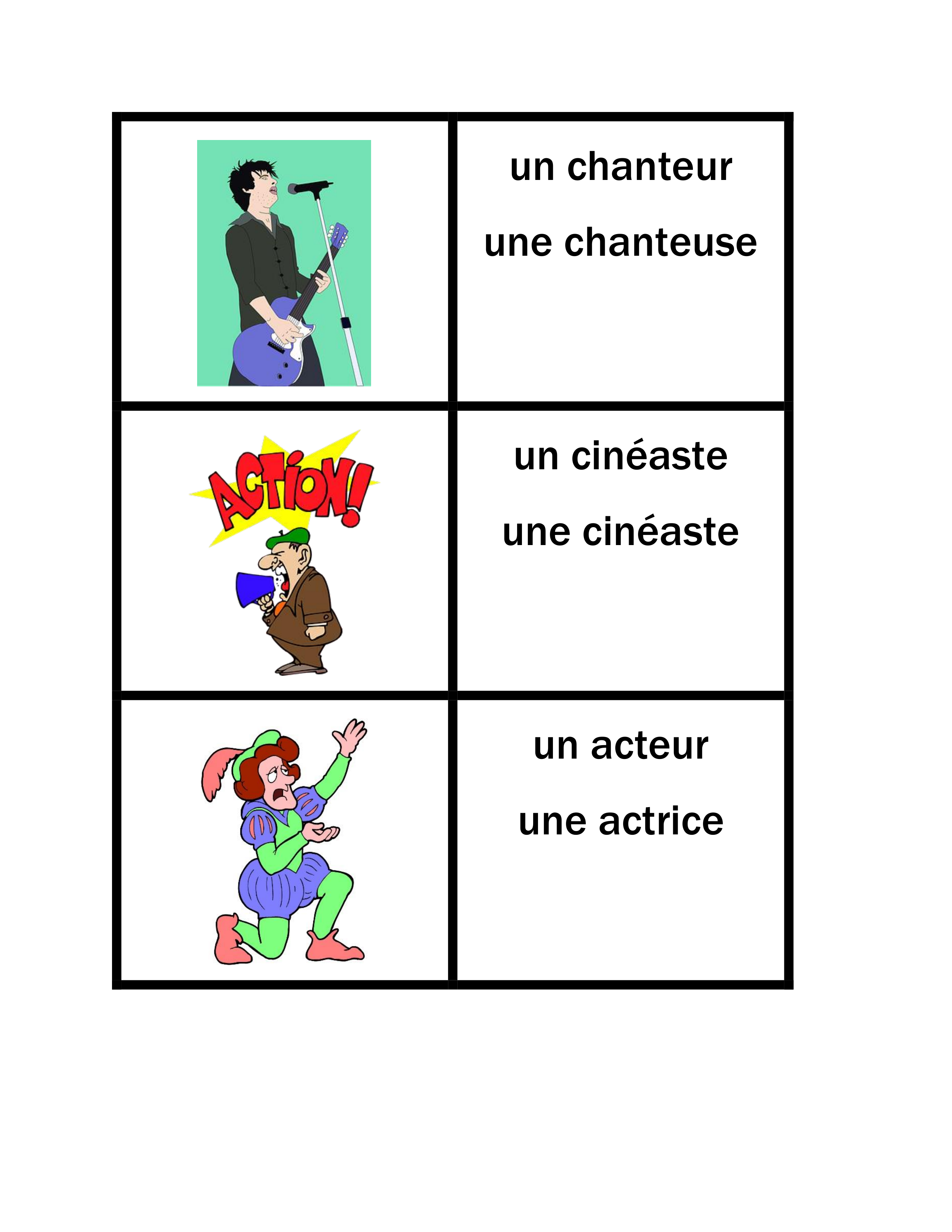 Professions (Berufe auf Französisch) Kartenspiele – Unterrichtsmaterial