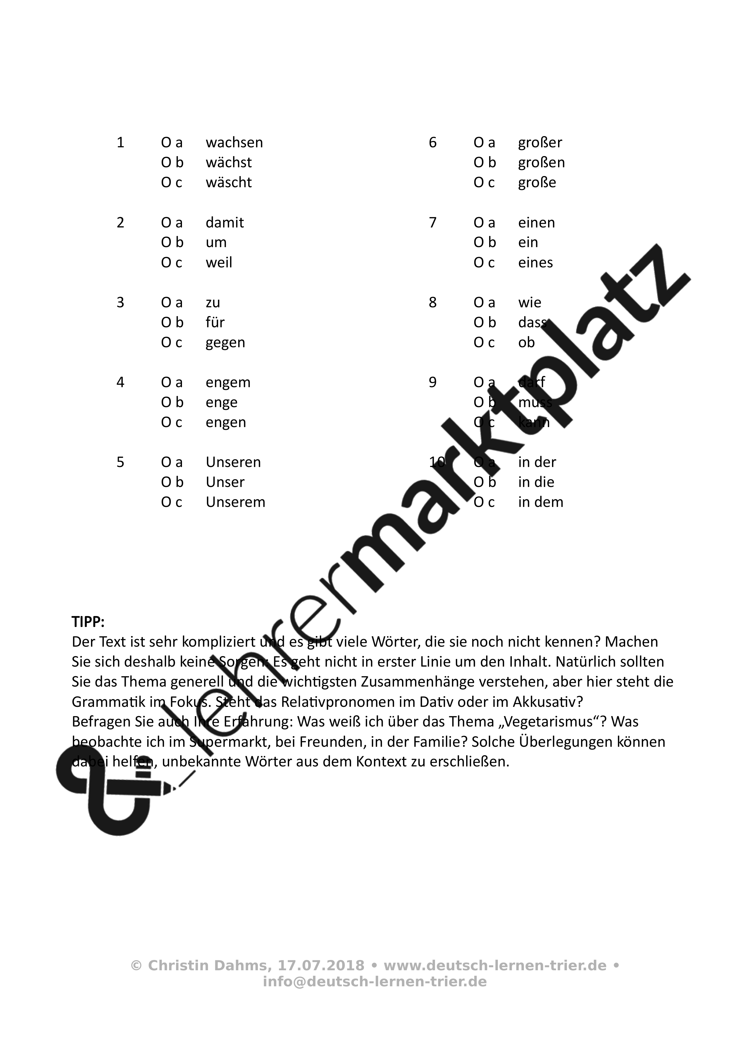 Sprachbaustein B2 Telc Mit Lösung B2 telc Sprachbausteine 4 Übungen – Unterrichtsmaterial im Fach DaZ/DaF
