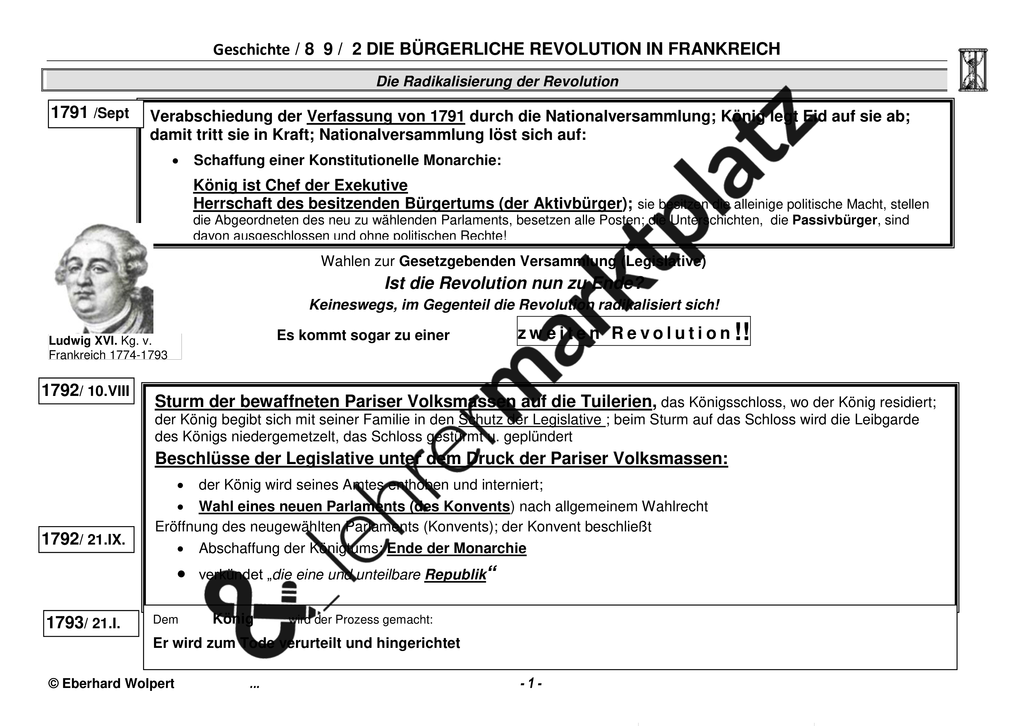 Französische Revolution Test Mit Lösungen Pdf lehrermarktplatz.de
