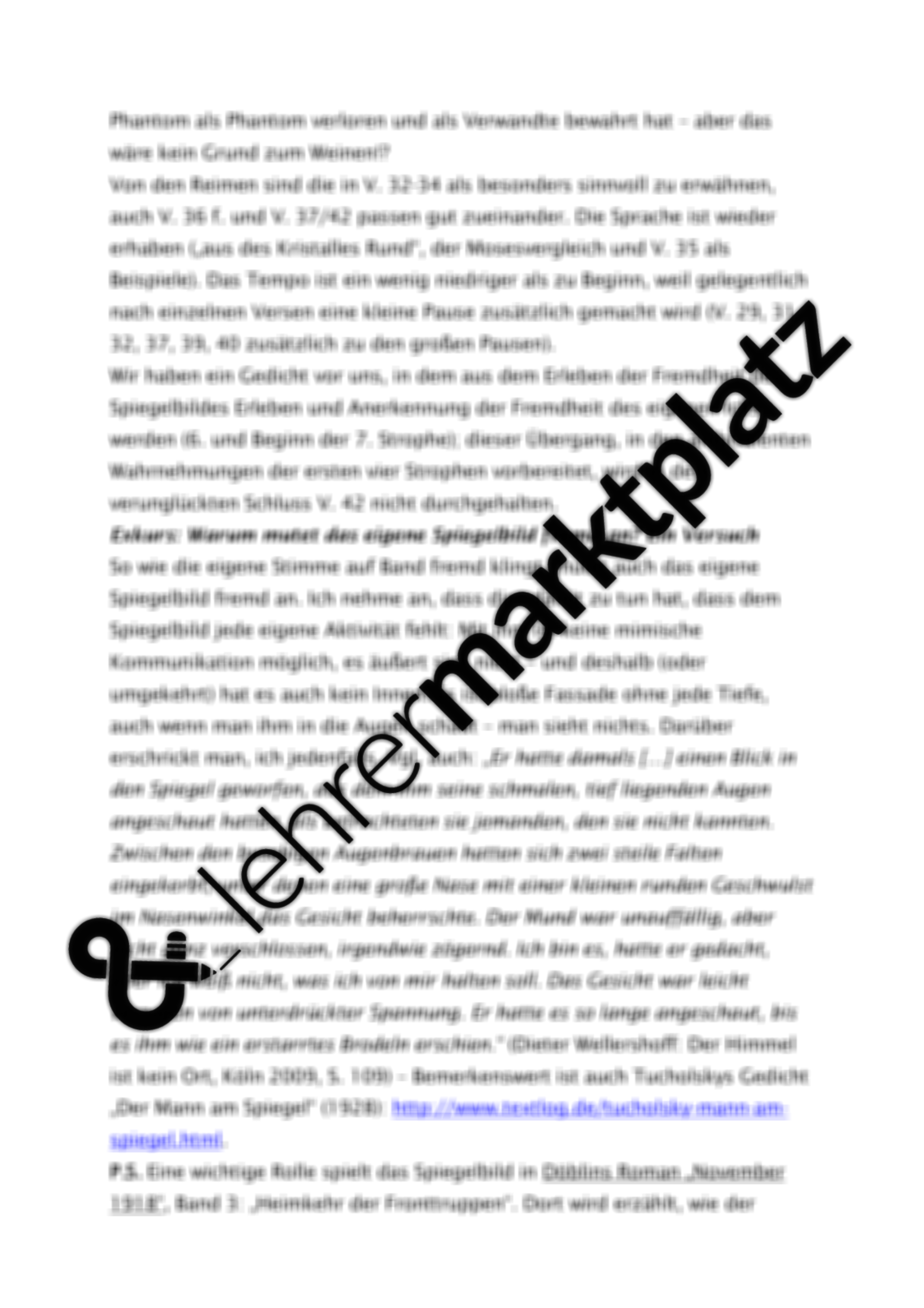 von DrosteHülshoff Das Spiegelbild Gedichtanalyse Unterrichtsmaterial in den von DrosteHülshoff Das Spiegelbild Gedichtanalyse Unterrichtsmaterial in den