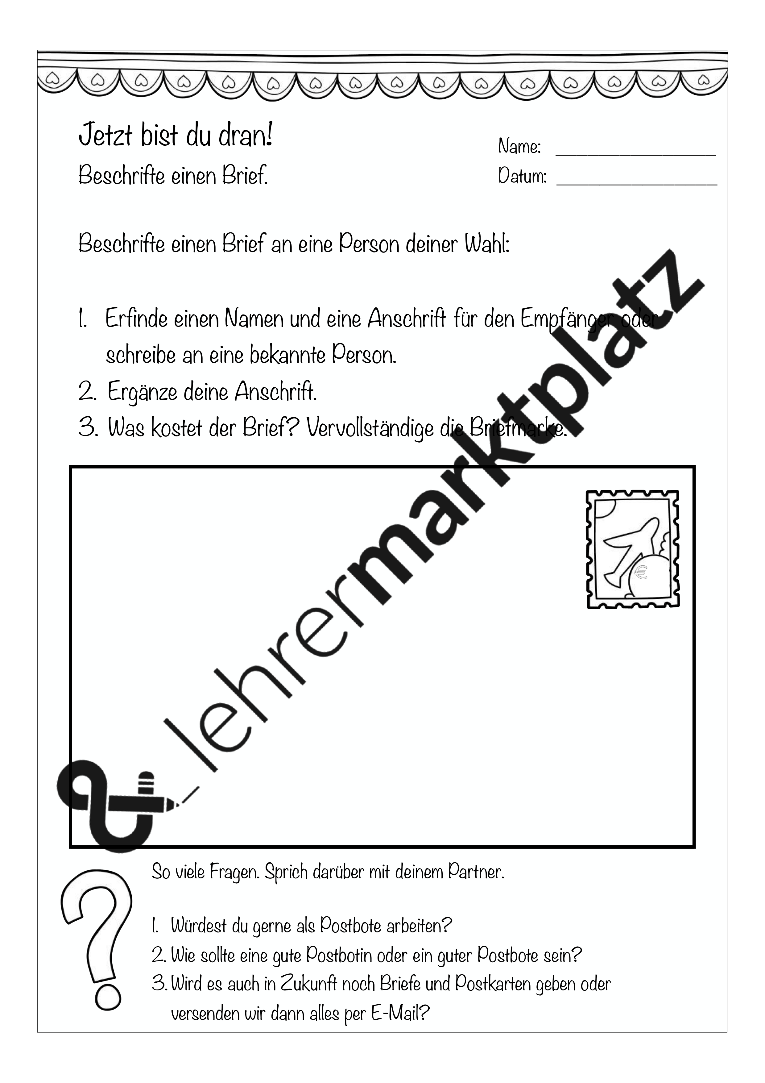 Einen Brief Beschriften Daz Daf Deutsch Fachübergreifendes