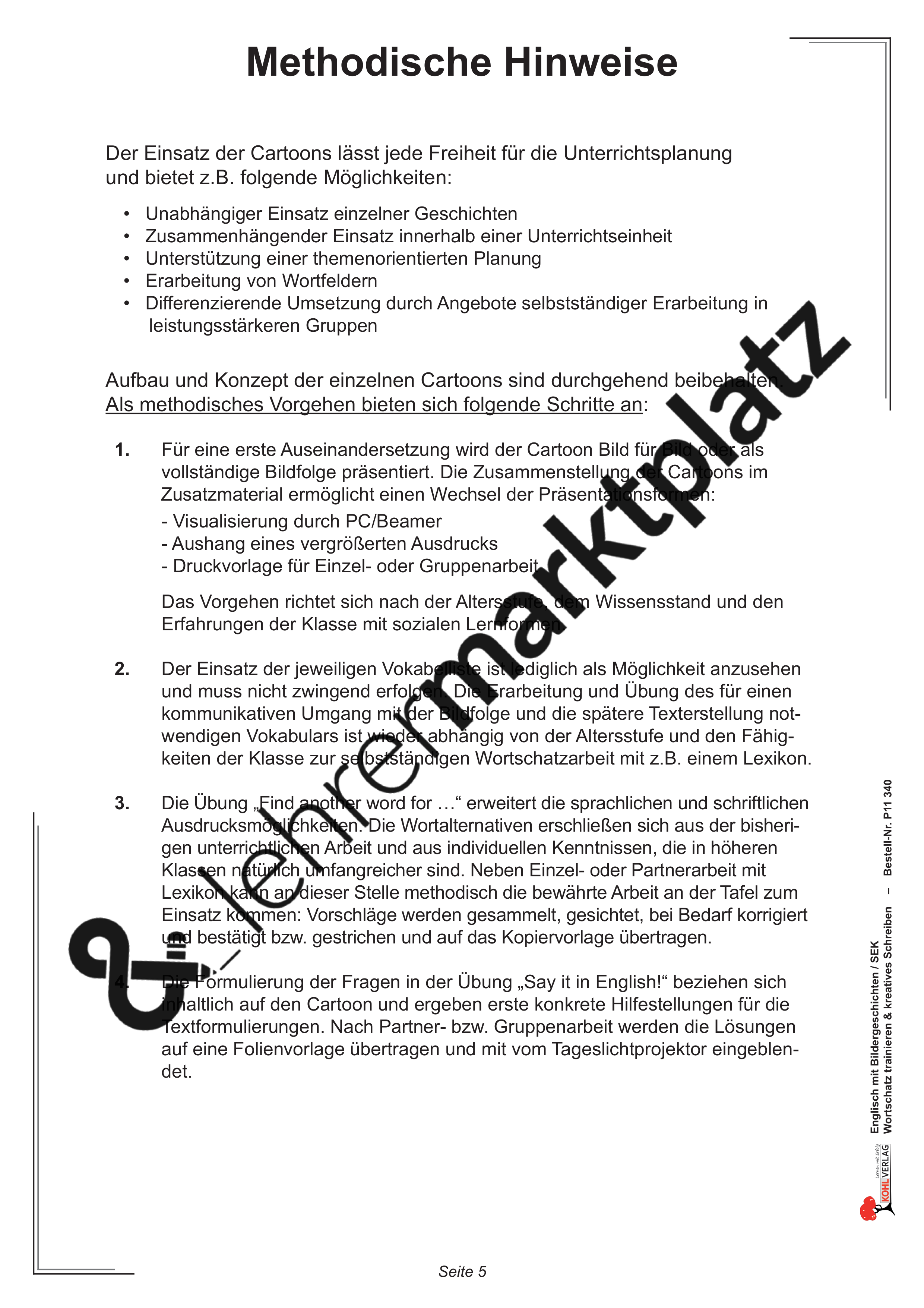 Englisch Mit Bildergeschichten Sekundarstufe Wortschatz