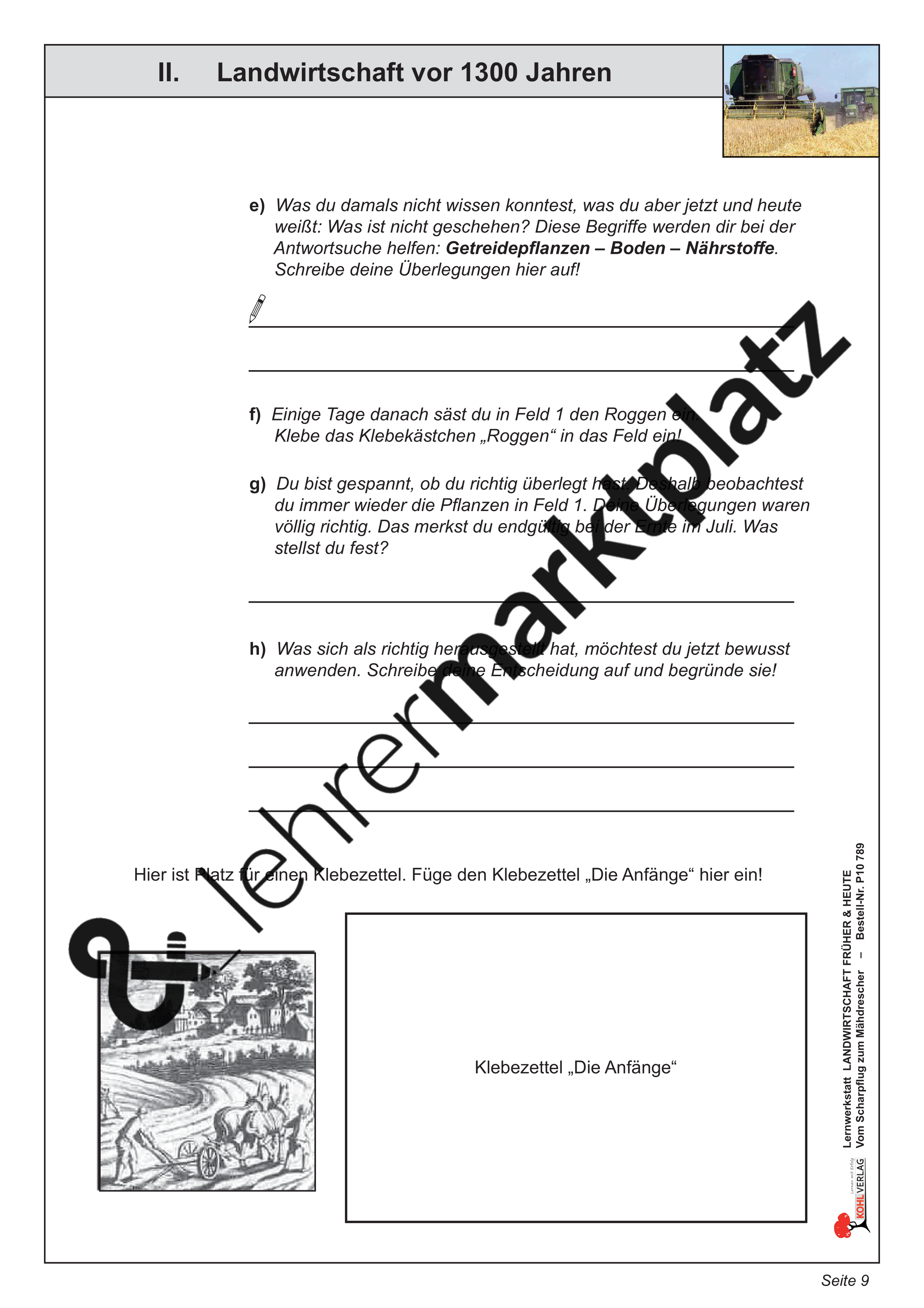 Lernwerkstatt Landwirtschaft früher und heute – Unterrichtsmaterial in