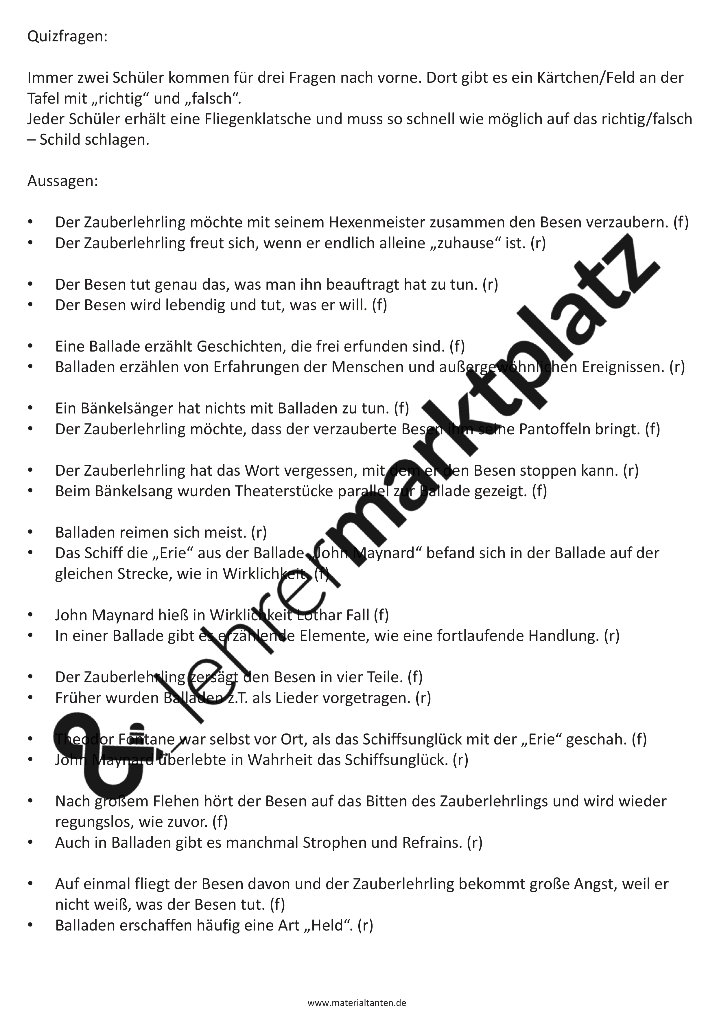 Ballade Der Zauberlehrling 7. Klasse Lösungen Ballade 4 Der Zauberlehrling – Unterrichtsmaterial in den Fächern Deutsch