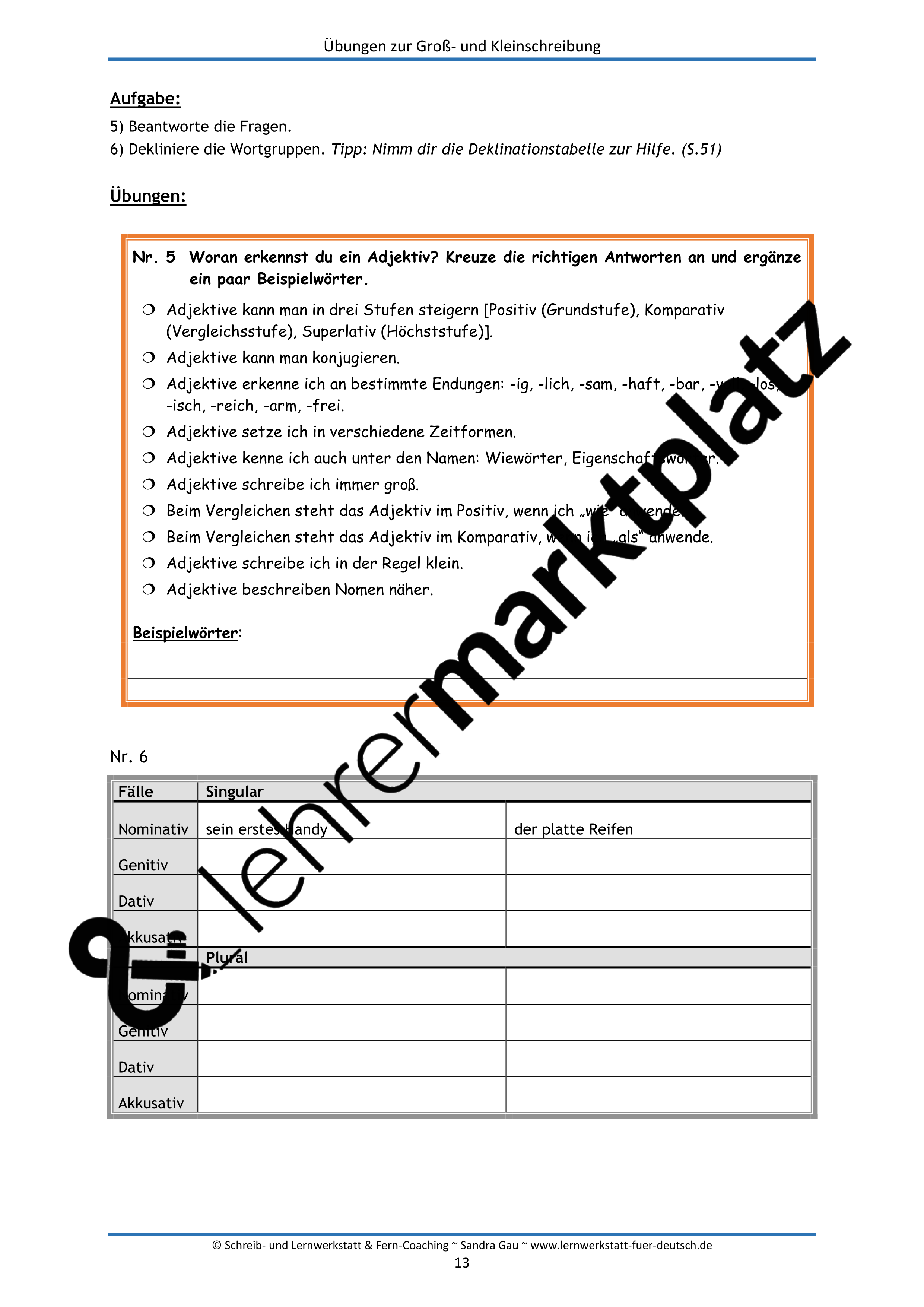 Groß Und Kleinschreibung Online übungen lehrermarktplatz.de