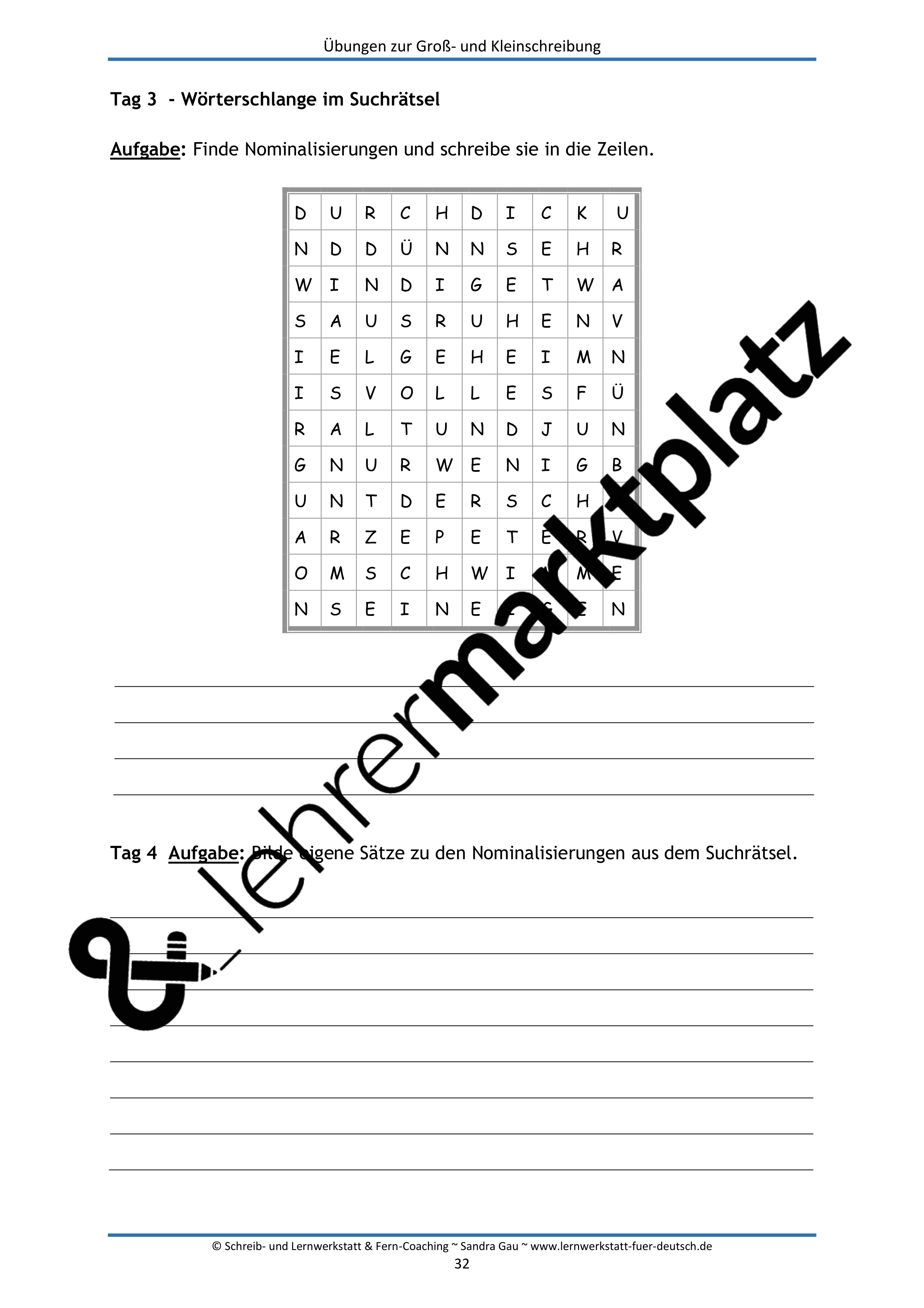 Groß Und Kleinschreibung übungen Online lehrermarktplatz.de