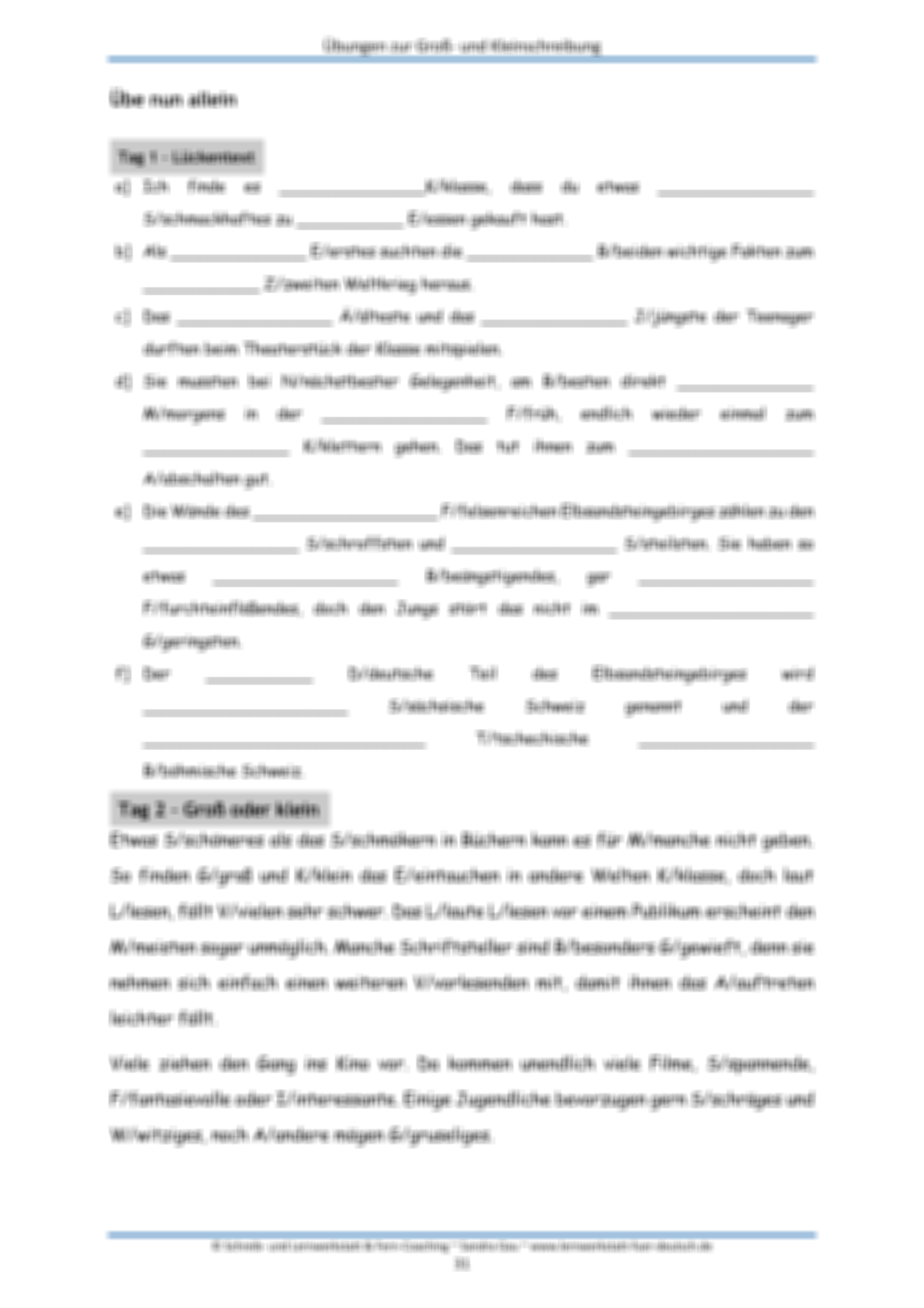 Diktat 5 Klasse Gymnasium Groß Und Kleinschreibung Übungen zur Groß- und Kleinschreibung – Unterrichtsmaterial in den