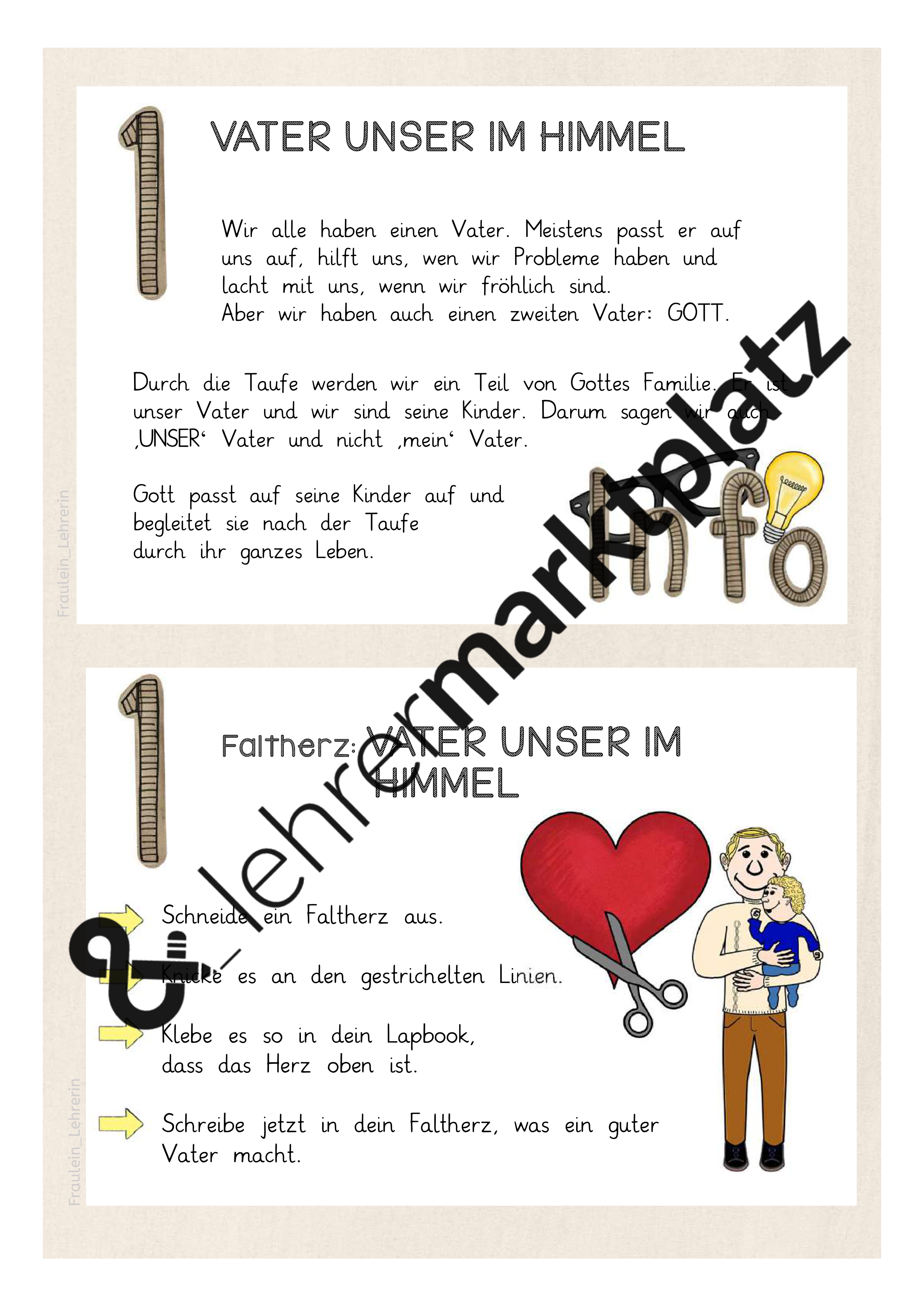 Vaterunser Lapbook und Infokarten – Unterrichtsmaterial in den Fächern